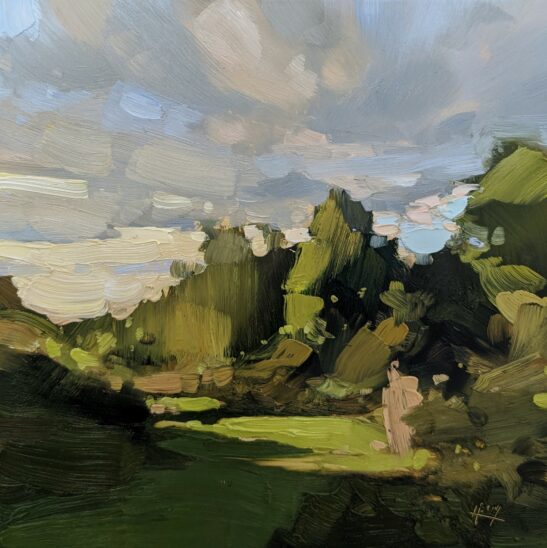 Knepp Evening (20 x 20 cm) oil on board