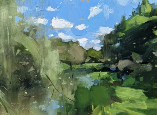 Beaver pond, Knepp (22 x 30 cm) oil on board