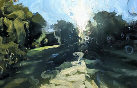 Dawn Chorus, Knepp (60 x 90 cm) oil on board