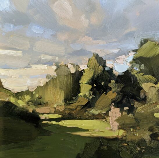 Knepp Evening (20 x 20 cm) oil on board