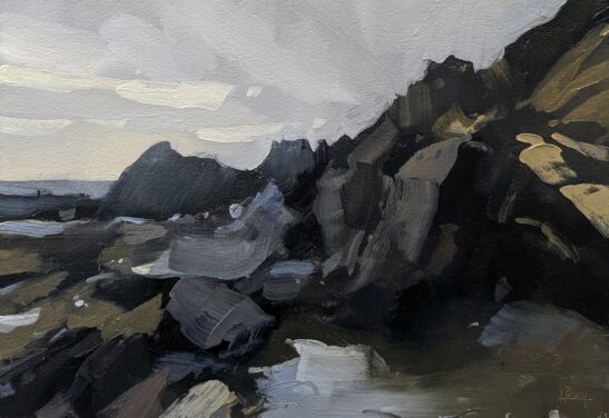 Mothecombe Rockpools (19 x 27cm) oil on paper