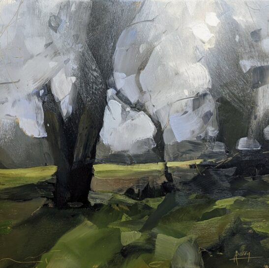 Trees near Ivybridge (20 x 20 cm) oil on board