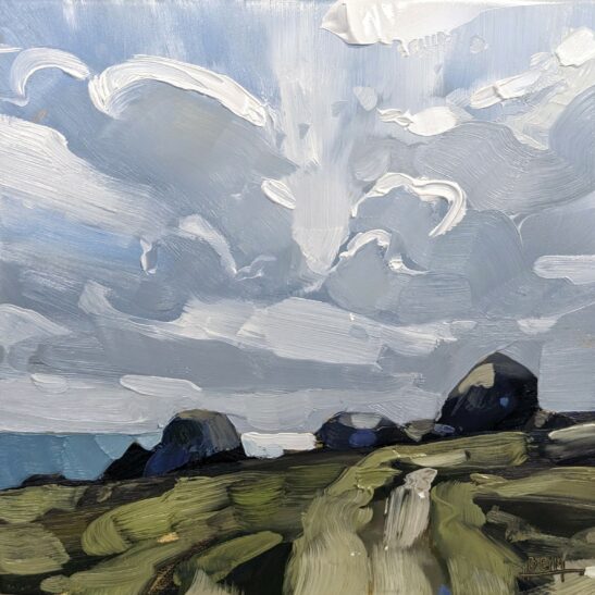 Porth Hellick Down (20 x 20 cm) oil on board